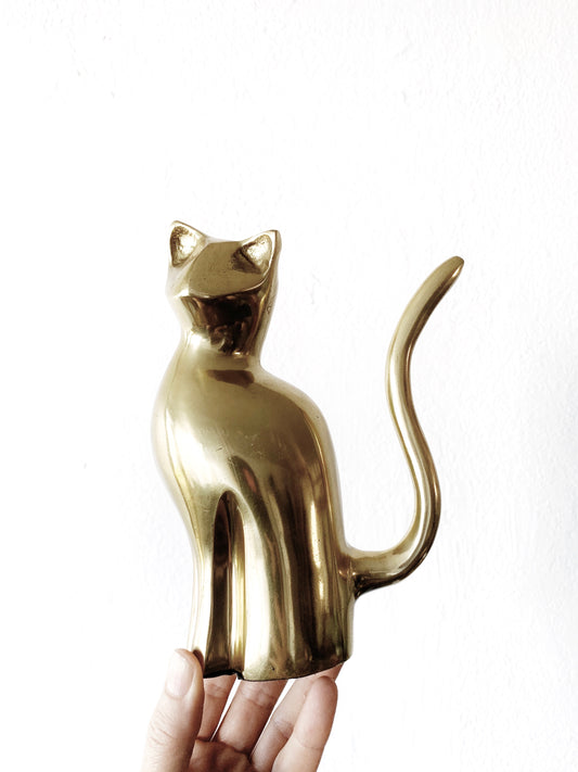Vintage Brass Cat Figurine