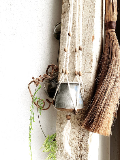 Vintage macrame with Ceramic Vessel