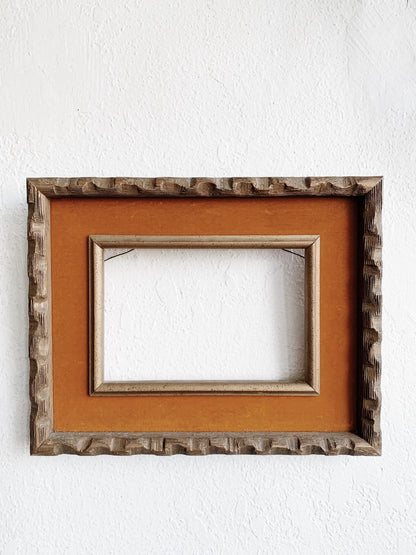 Vintage Carved Wood and Velvet Frame