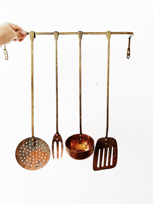 Vintage Copper Utensil Set