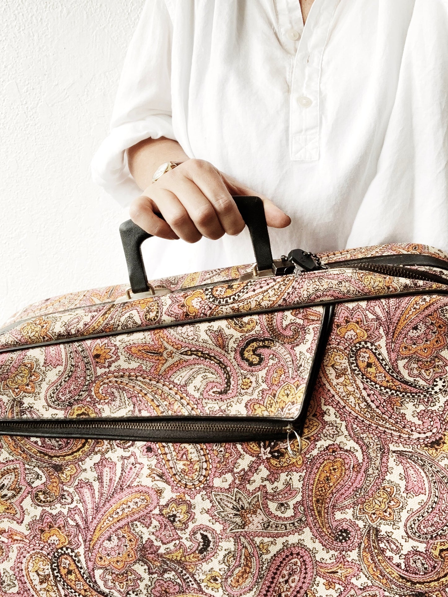 Vintage Paisley Suitcase with Keys