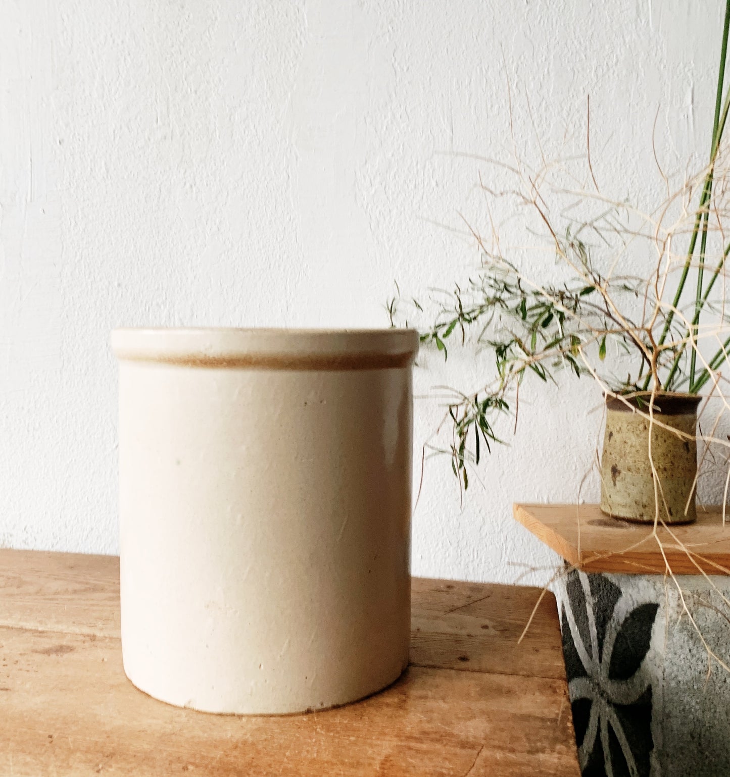 Vintage Salt Glaze Stoneware Crock Large