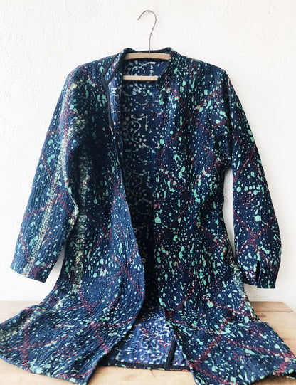 Fitted Quilted Splatter Coat