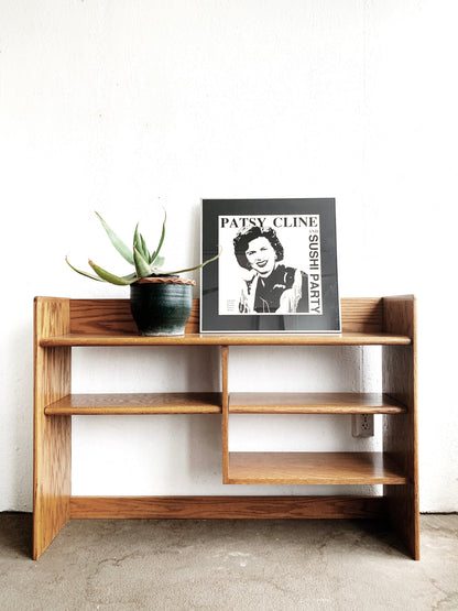 Vintage Open Back Oak Shelving Unit