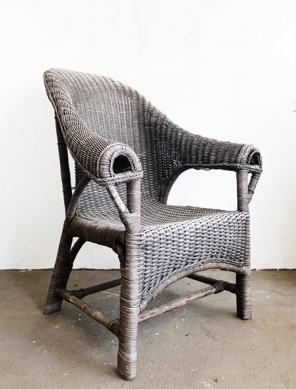 Vintage Grey Wicker Porch Chair