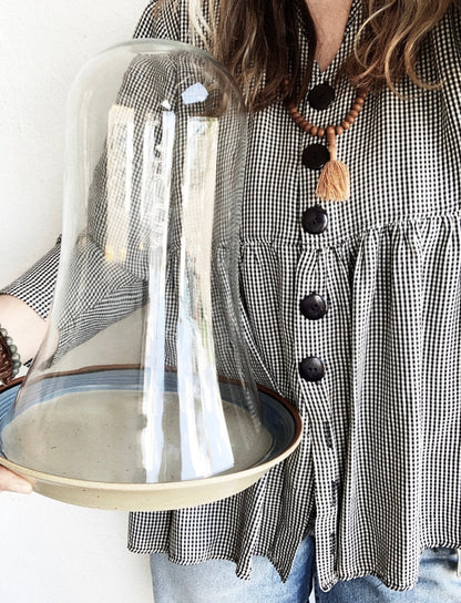 Vintage Glass Cloche with Potters Art Plate