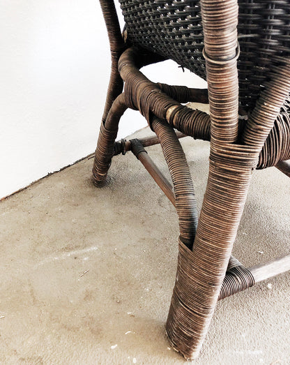 Vintage Grey Wicker Porch Chair