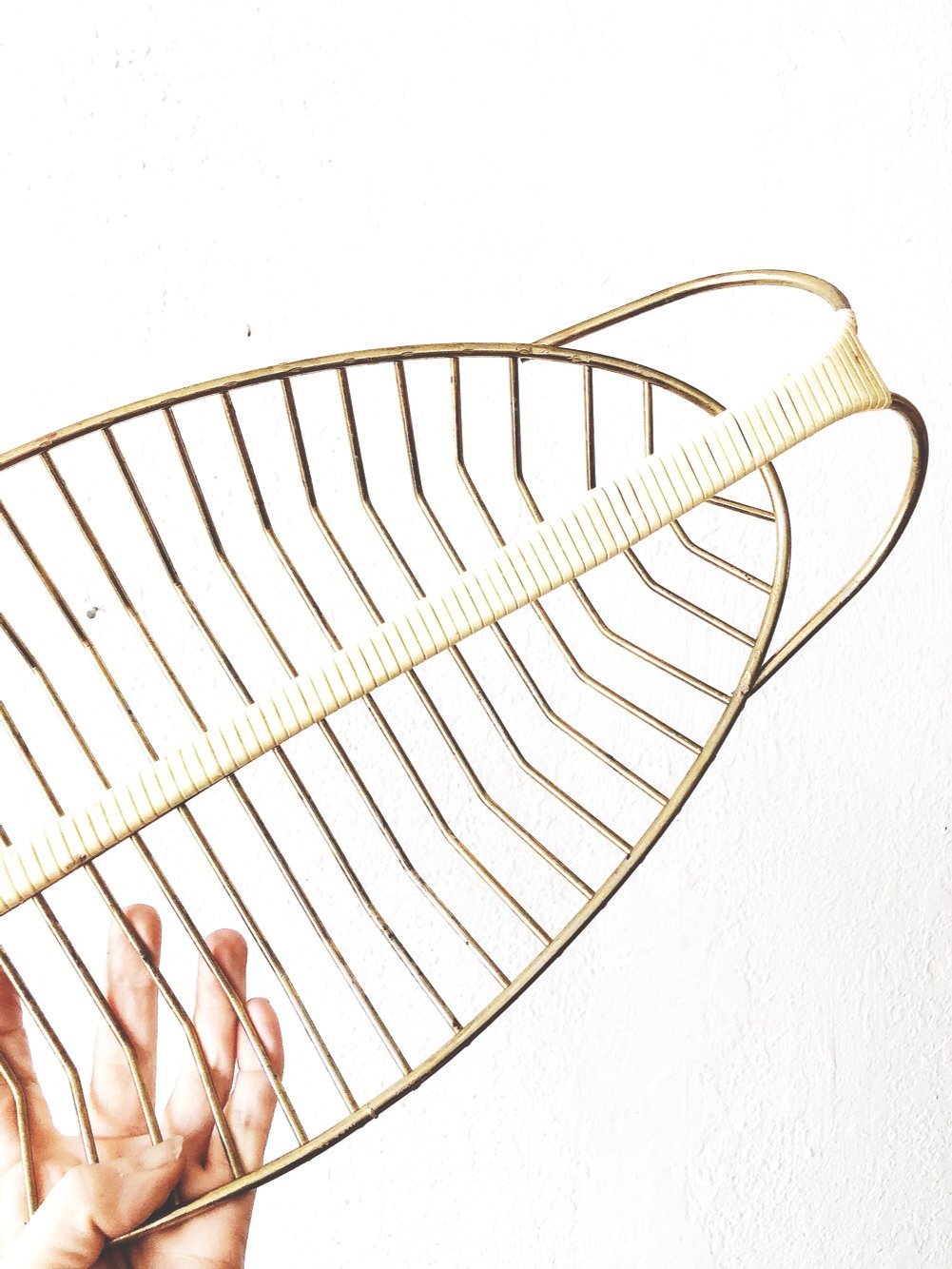 Mid Century Sculptural Brass Basket