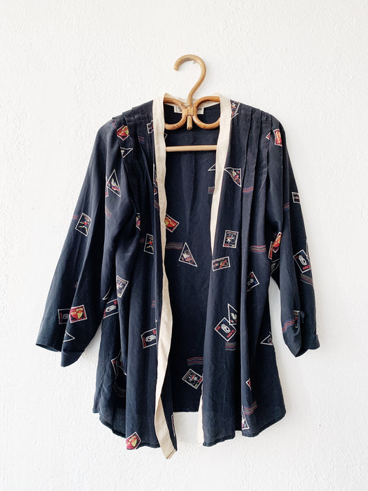 Vintage Silk Open Front Top