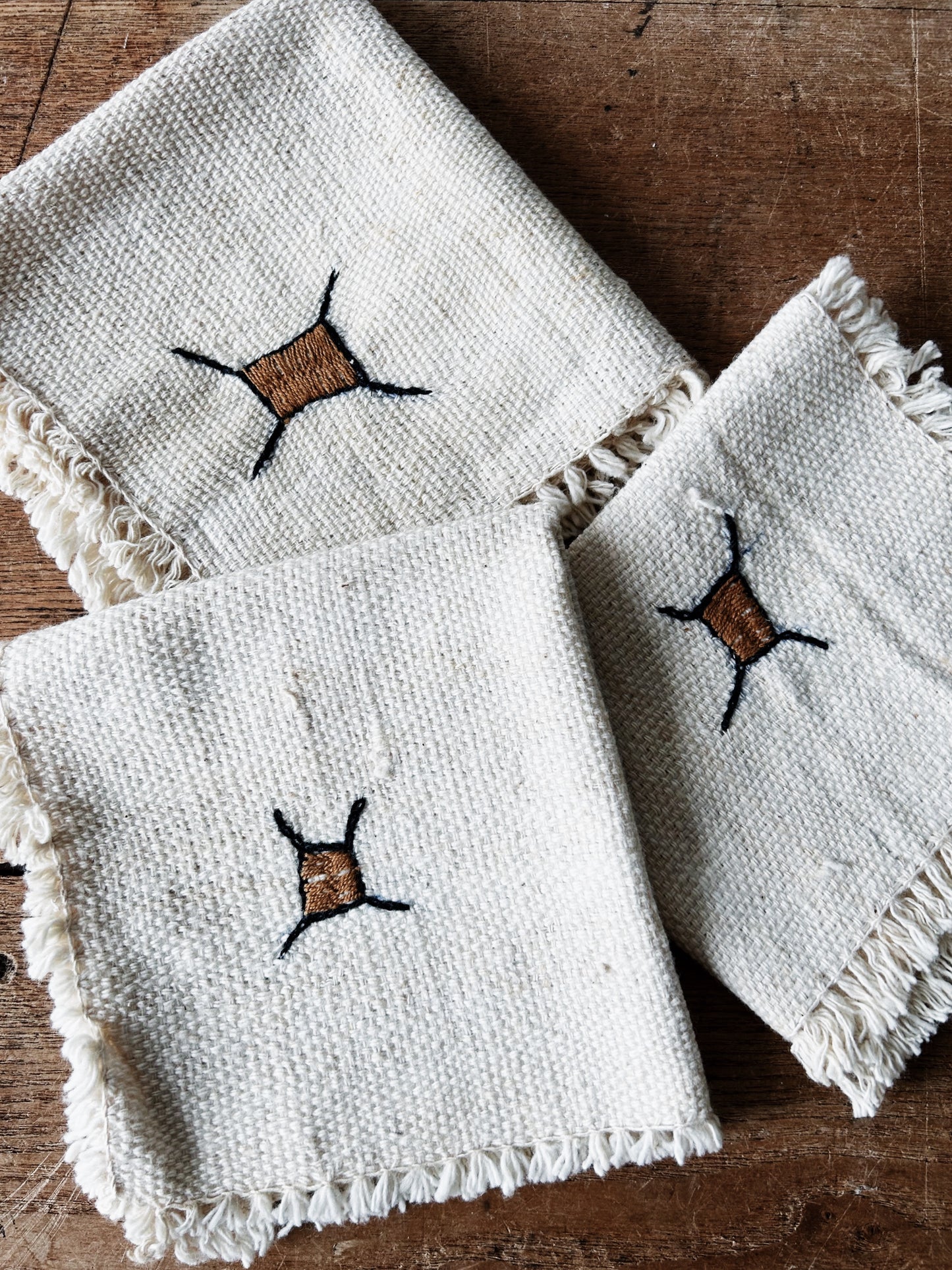 Vintage Embroidered Cotton Napkins
