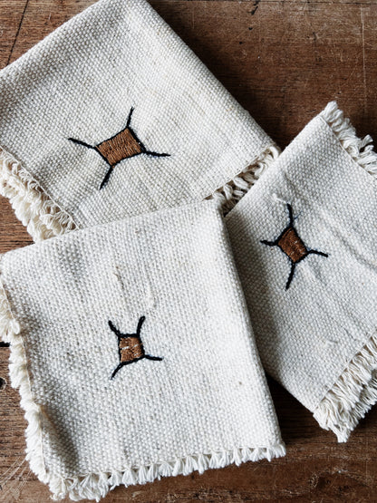Vintage Embroidered Cotton Napkins