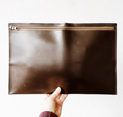 Vintage Faux Leather Zip Pouch