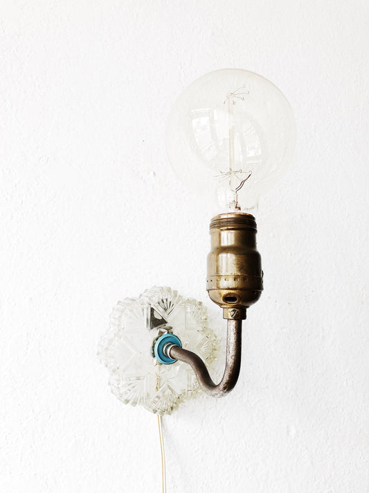Vintage 1930s Cut Glass Sconce