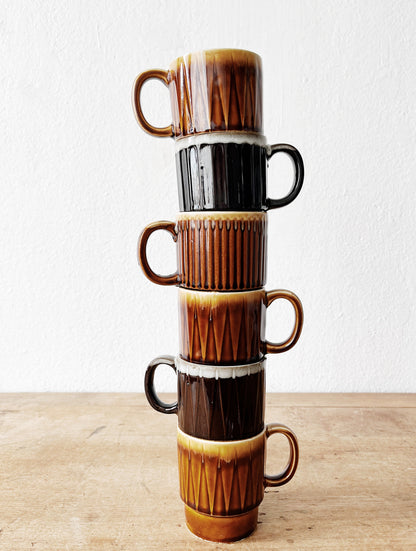 Mid Century Stacking Ceramic Mugs