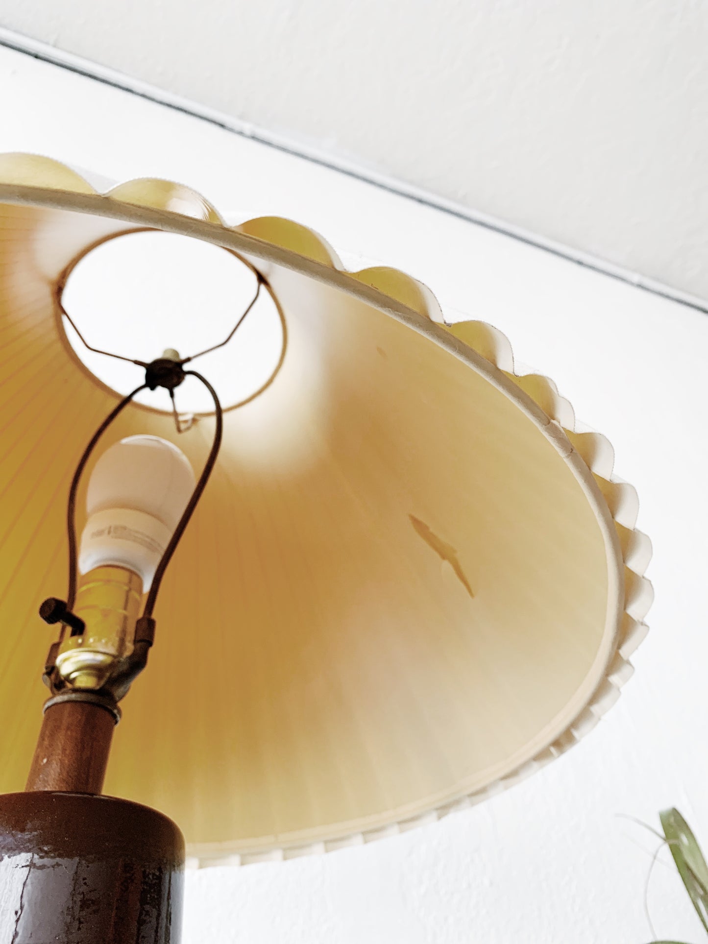 Vintage Ceramic Lamp and Pleated Shade
