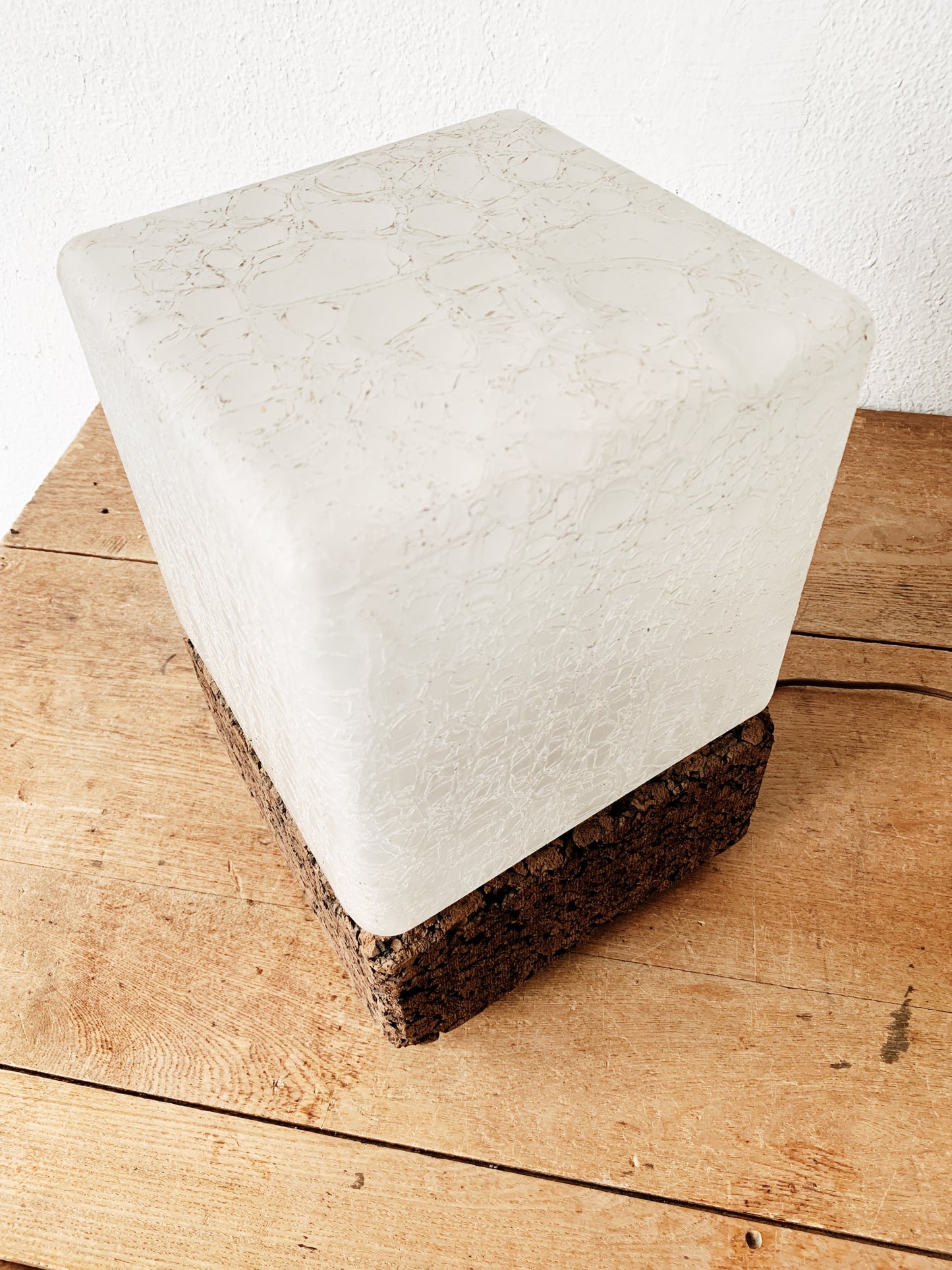 1960’s Cork and Glass Cube Lamp