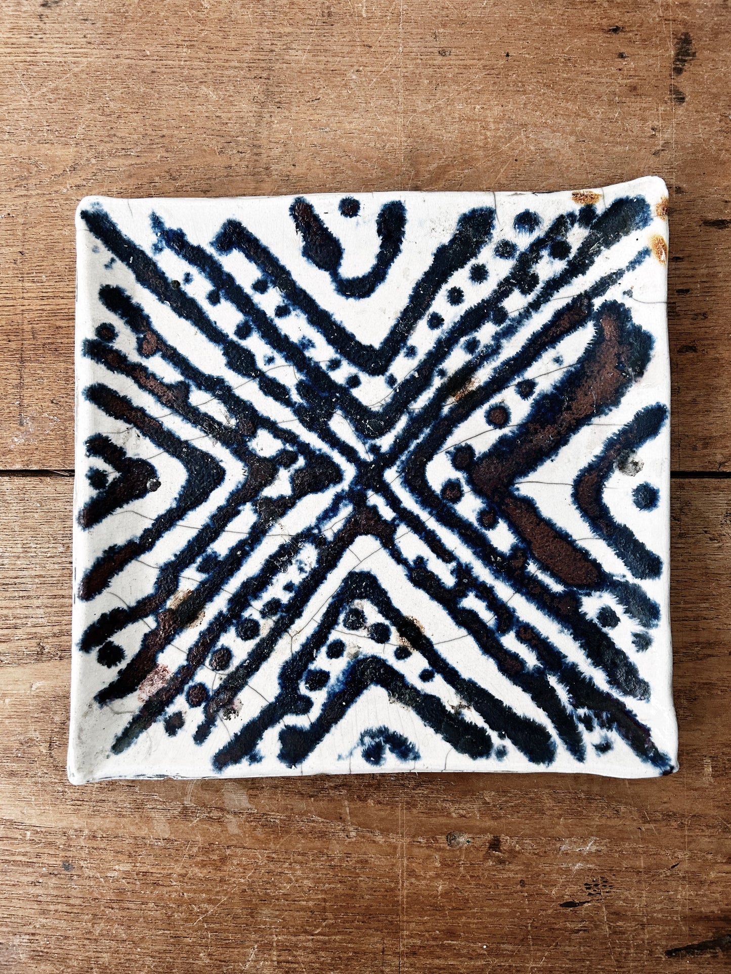 Vintage Hand Made Raku Art Plate