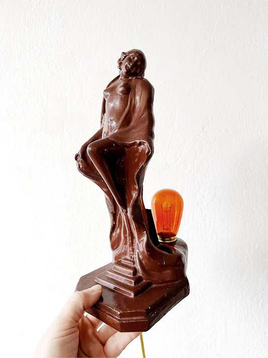 Art Nouveau Chalkware Lamp