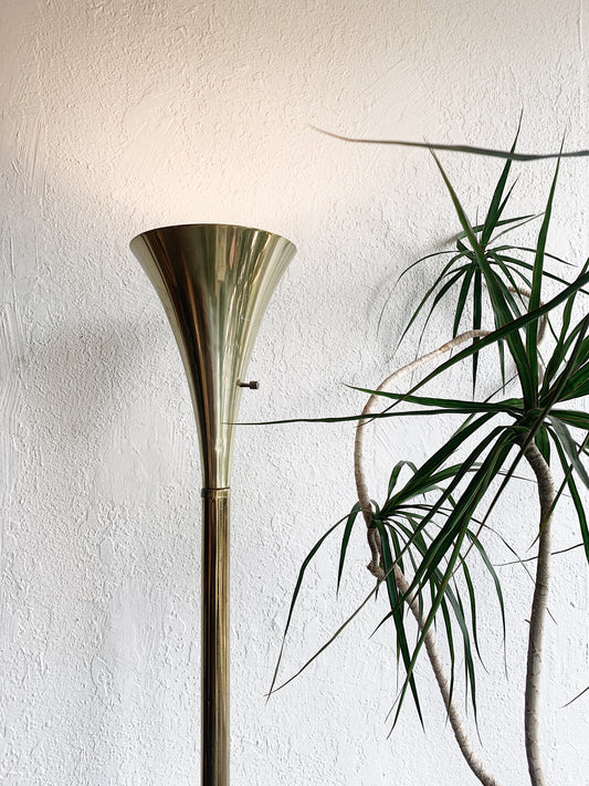 Vintage Brass Torchiere Floor Lamp