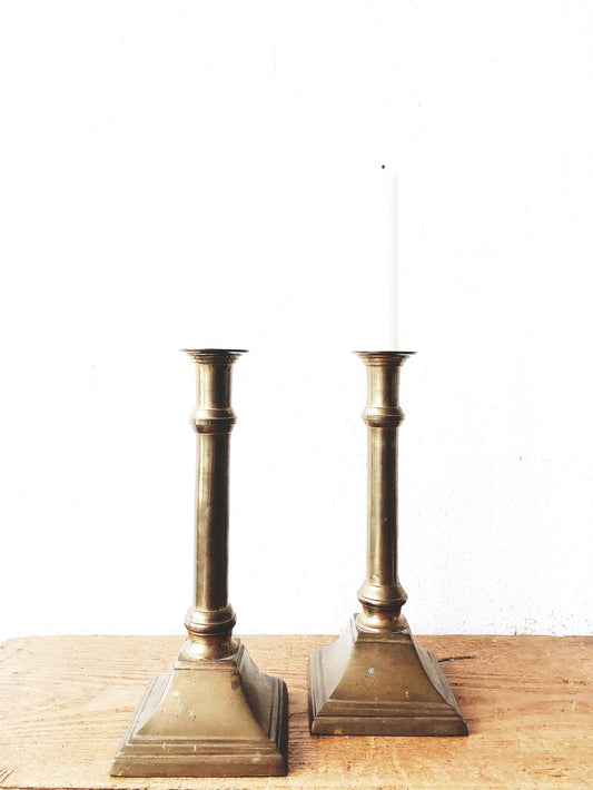 Solid Brass Mid Century Vintage Candlesticks