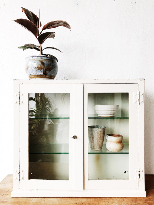Antique Metal Medical Cabinet