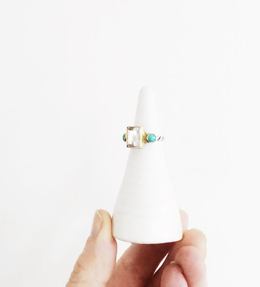 Stunning Quartz and Turquoise Ring