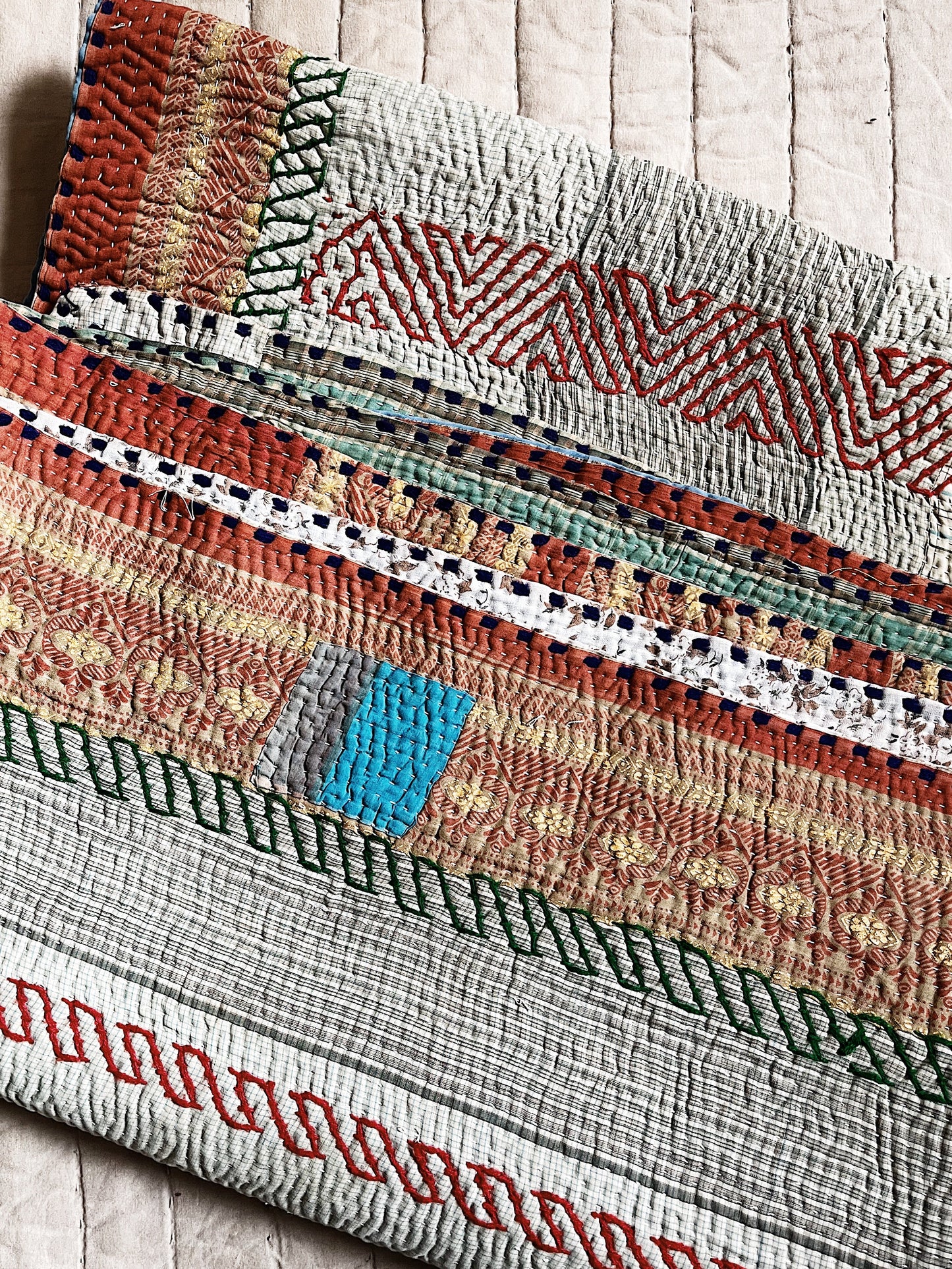 Handmade Cotton Kantha Quilt