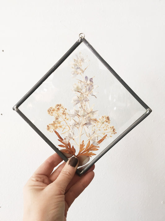 Leaded Glass Pressed Flowers