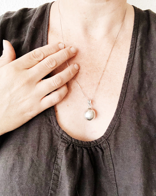 Mid Century Sterling Ball Charm and Chain