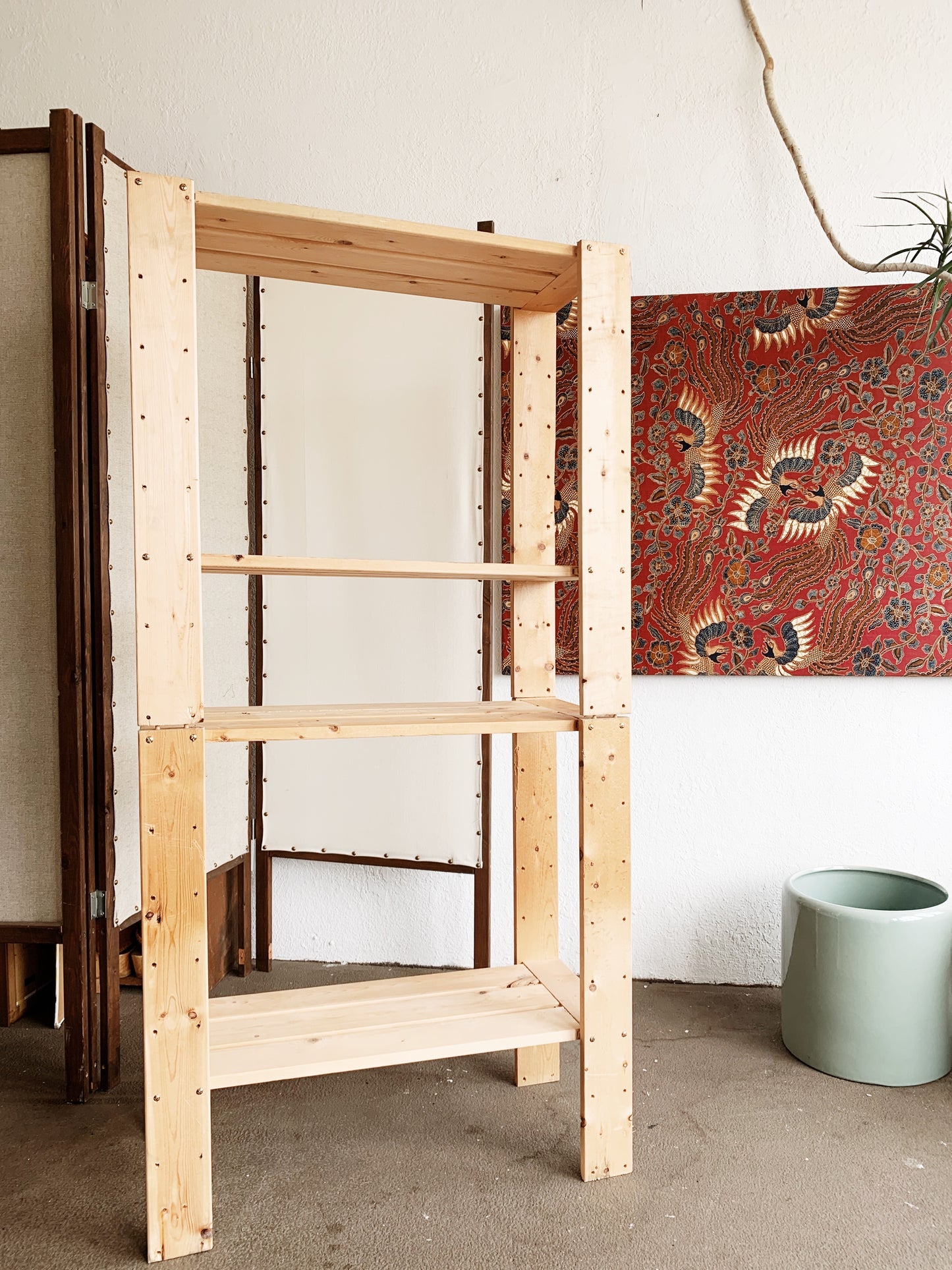 Large Batik Fabric Art on Wood Frame