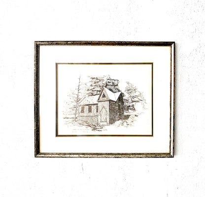 Vintage School of Philosophy Pen and Ink Drawing