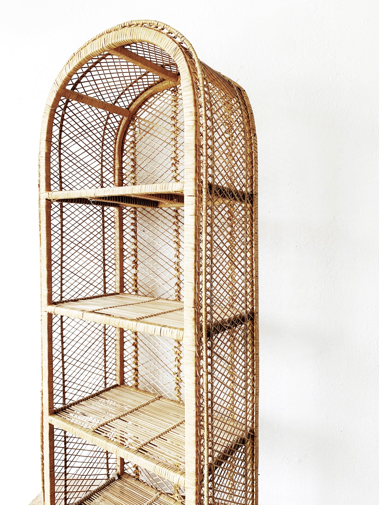 Vintage Arched Wicker Shelf