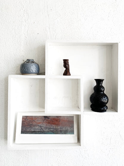 Vintage Wood Cubby Shelf