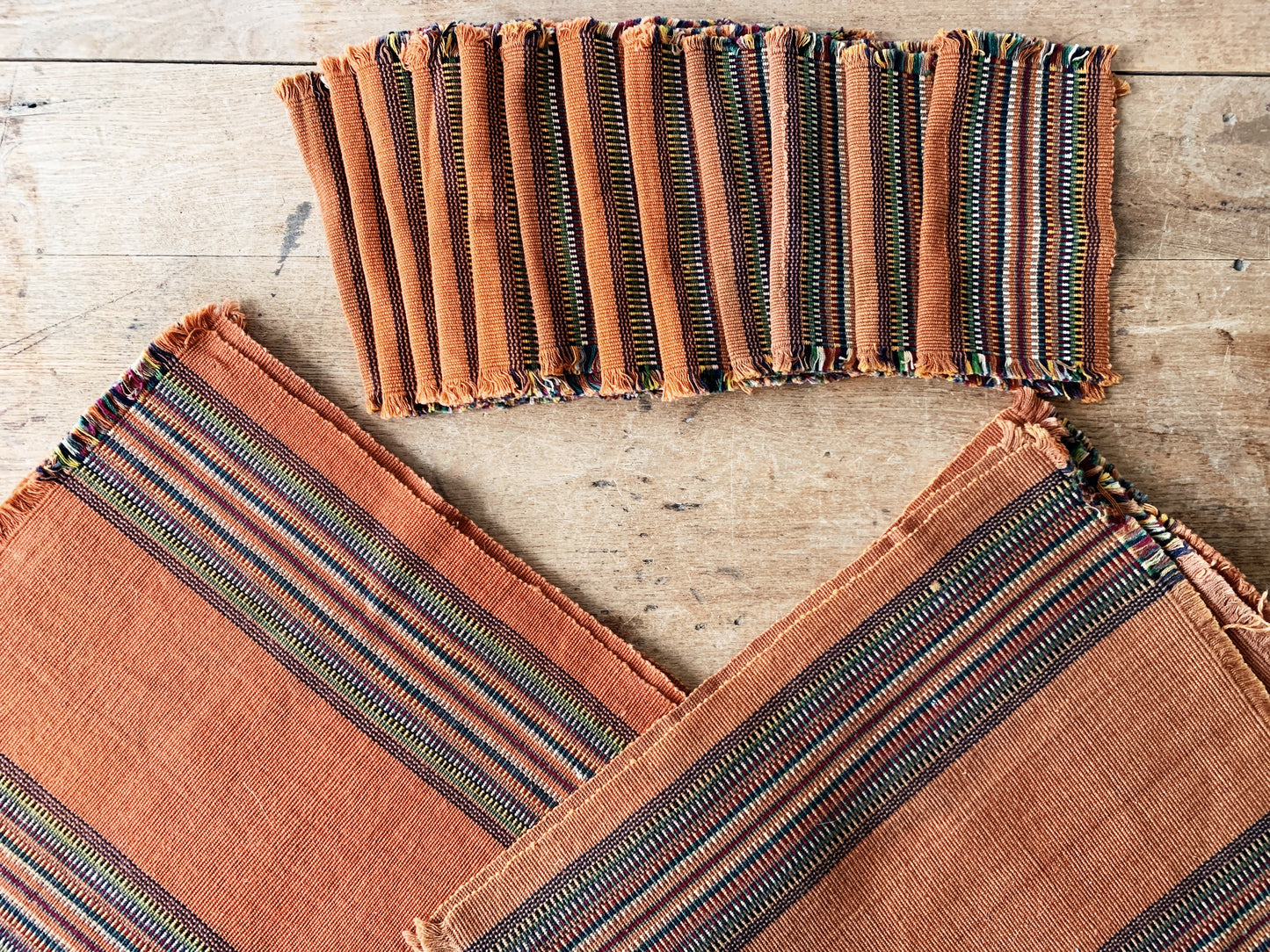 Vintage Woven Placemats with Napkins Set of Six