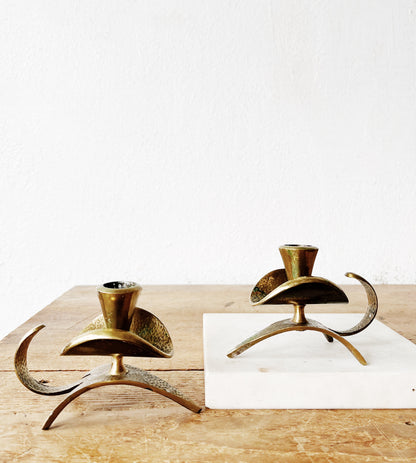 Mid Century Brass Candle Holders