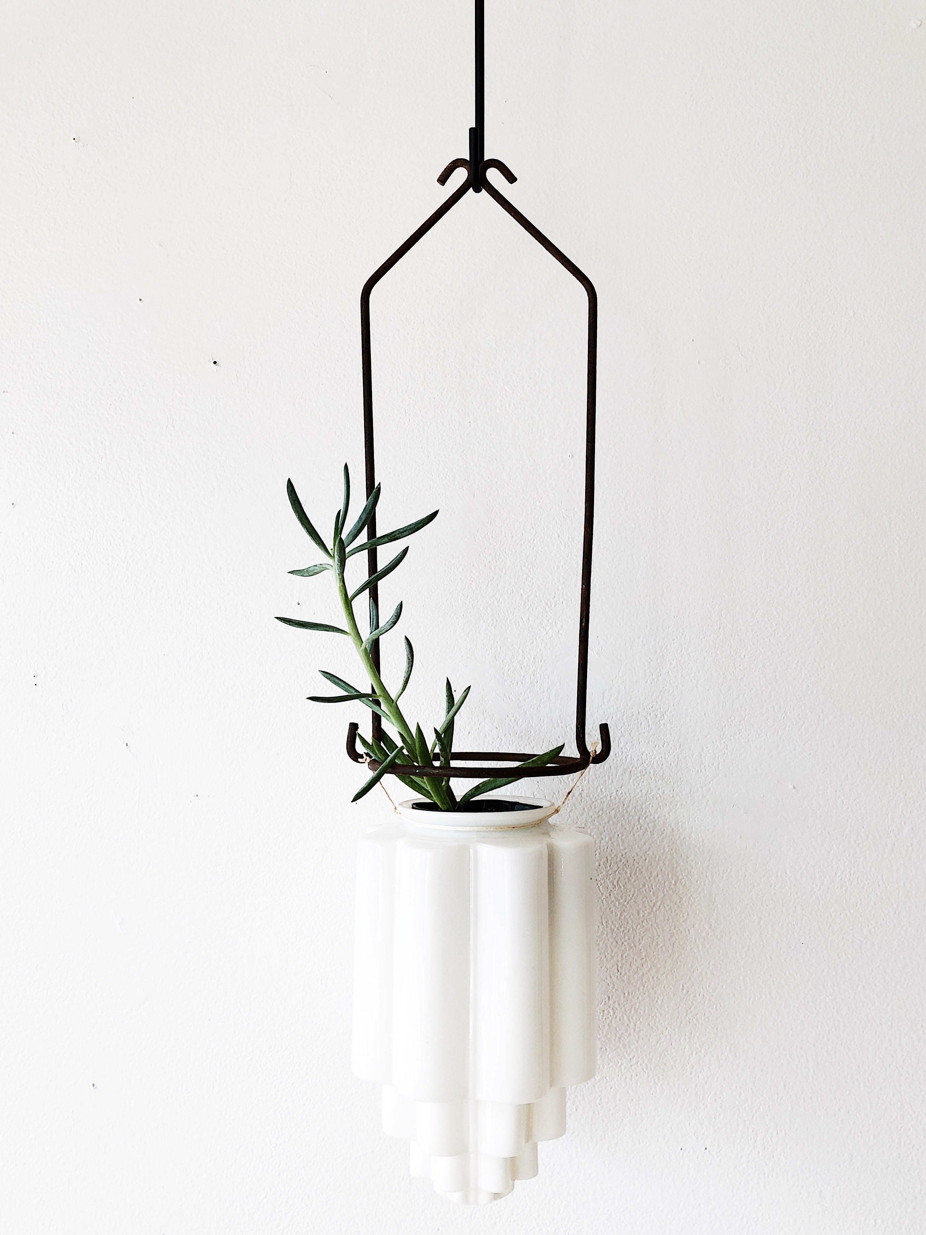 Deco Milk Glass Lantern or Planter