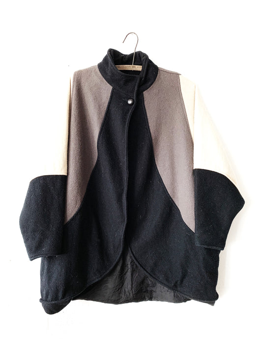 Vintage Wool Color Block Coat