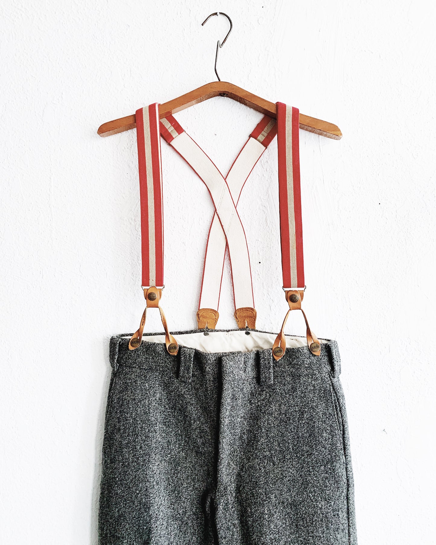 Vintage LL Bean Thick Wool Trousers with Suspenders