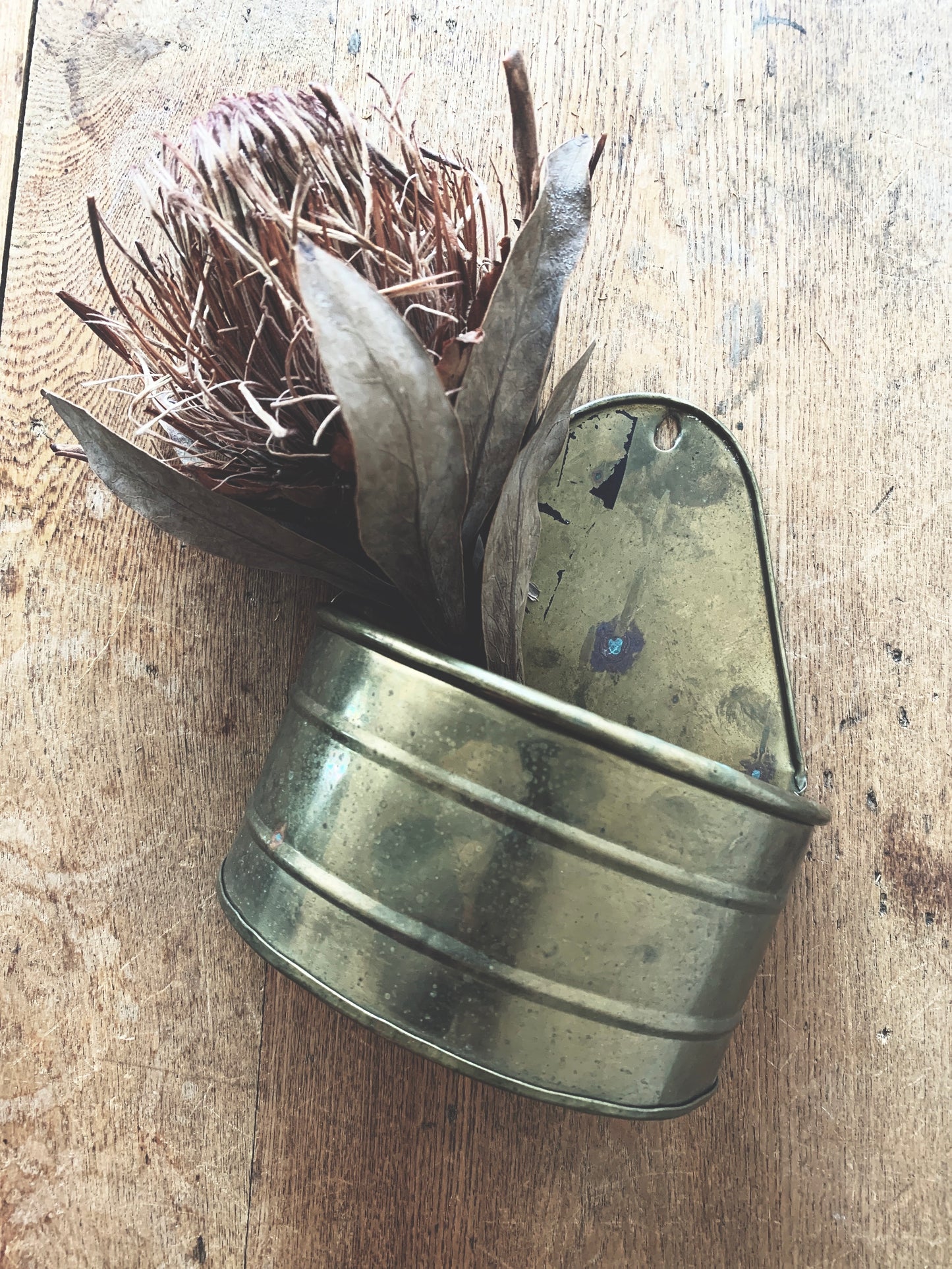 Vintage Brass Wall Planter