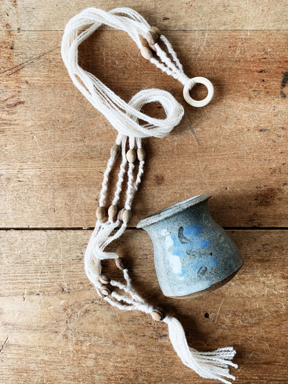 Vintage macrame with Ceramic Vessel
