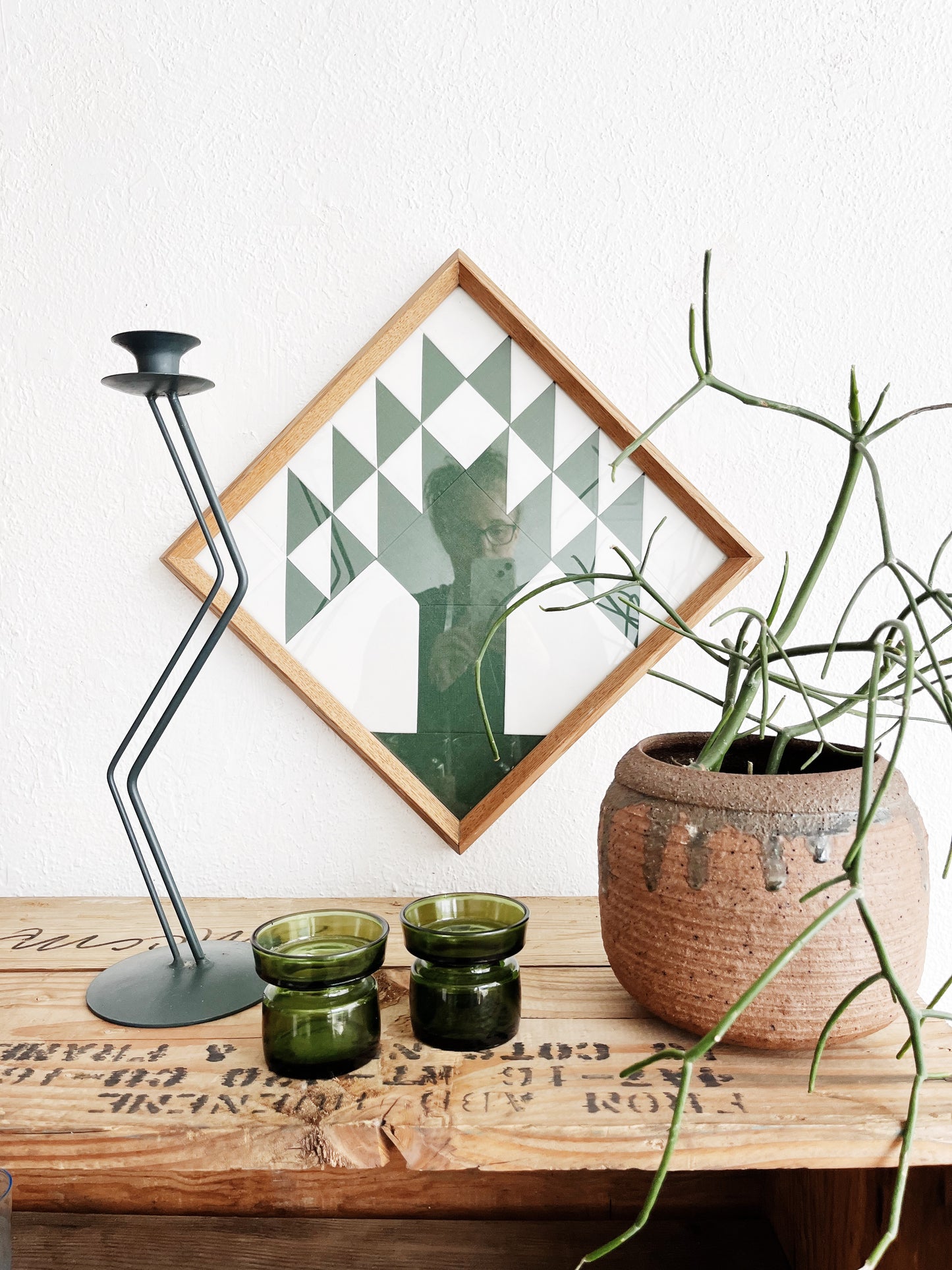 Vintage Danish Emerald Glass Candleholders