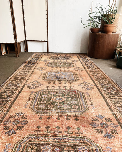 Large Vintage Oushak Wool Rug Turkey