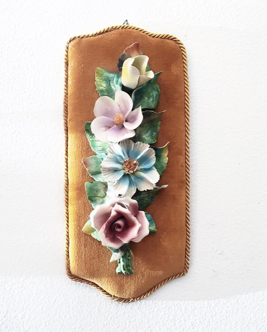 Vintage Capodimonte Porcelain Flower Plaque