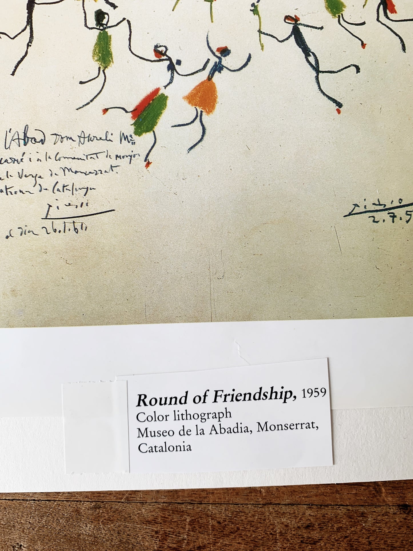 ‘Round of Friendship’ Vintage Matted Picasso Color Lithograph