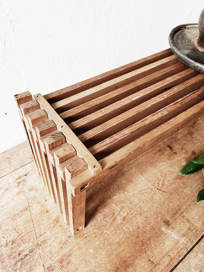 Vintage Collapsible Slatted Wood Shelf