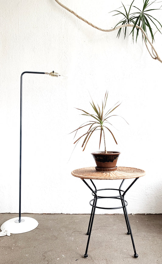 Iron and Wicker Plant Stand / Side Table