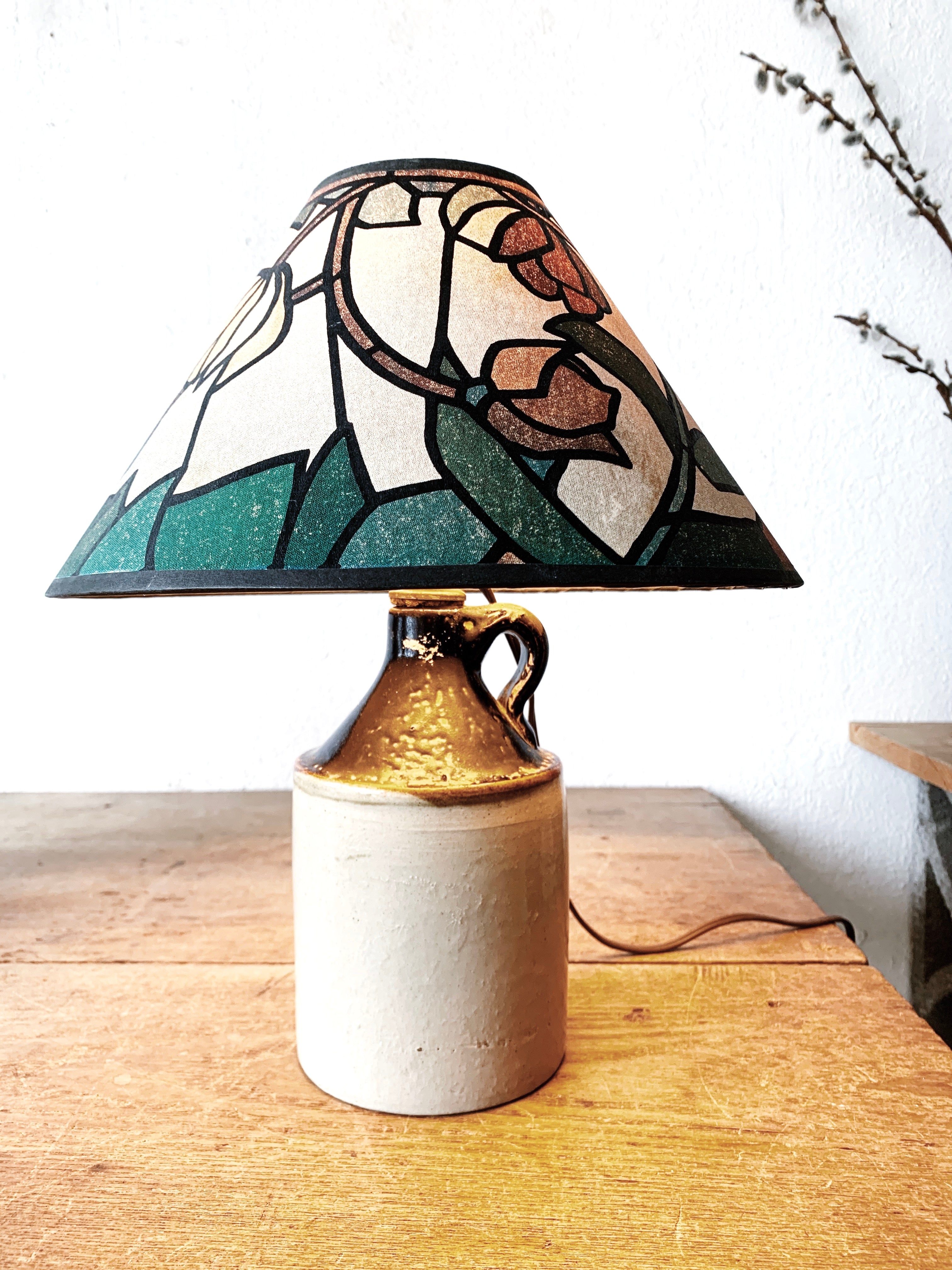 Antique Whiskey Jug Lamp with Shade