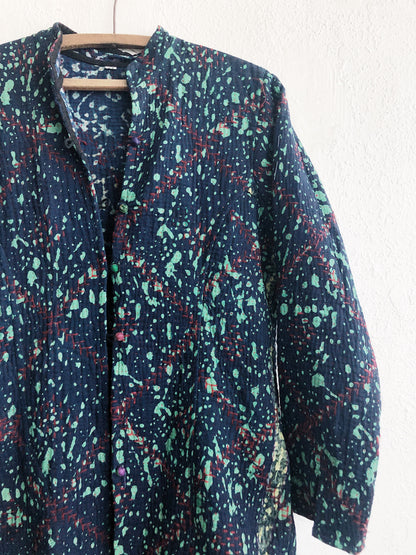 Fitted Quilted Splatter Coat