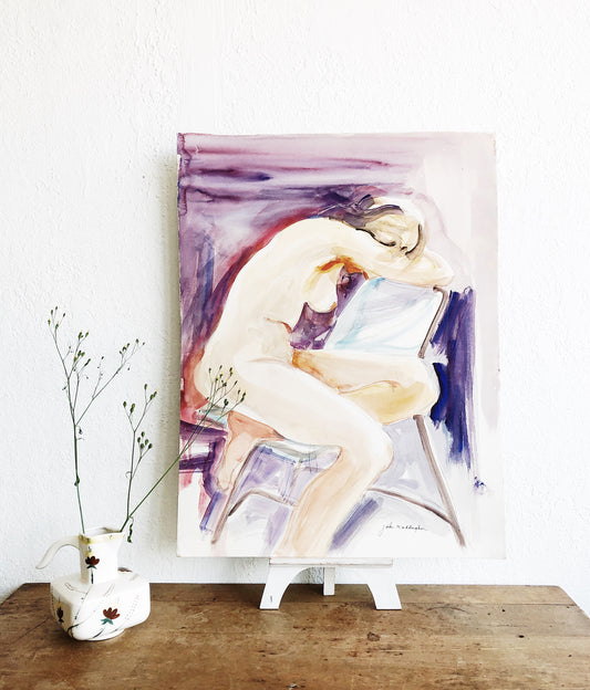 Vintage Waddington Watercolor Nude Painting