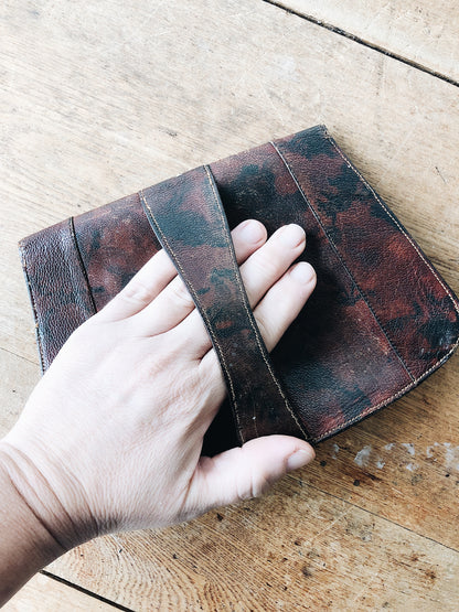Antique Marbled Leather Wristlet